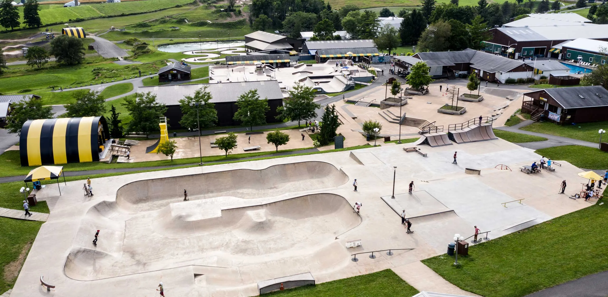 Overhead shot of woodward skate park