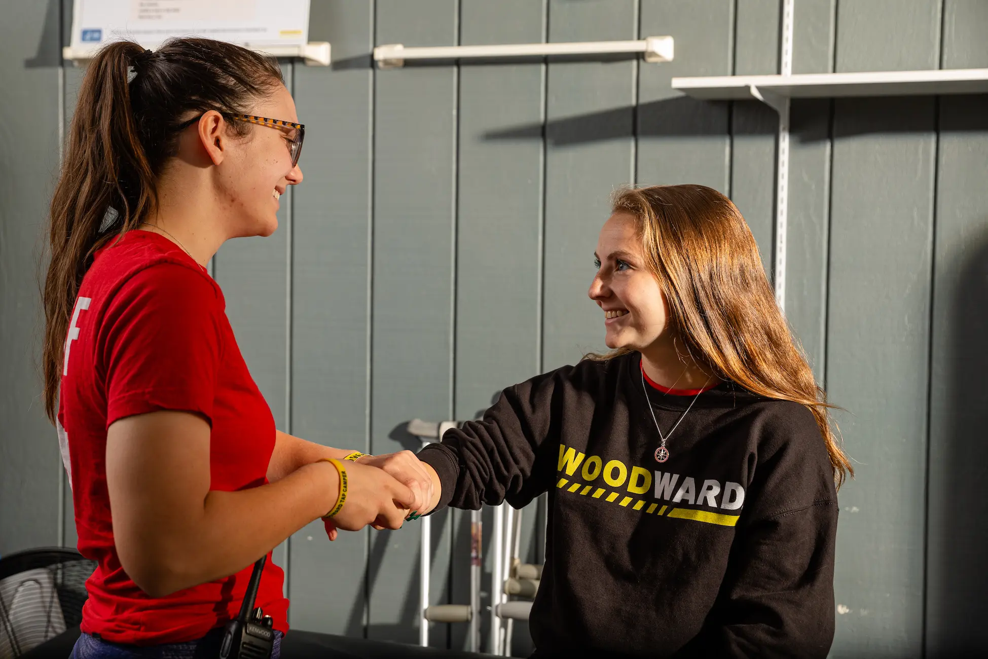 woodward athletic trainer examining a patient