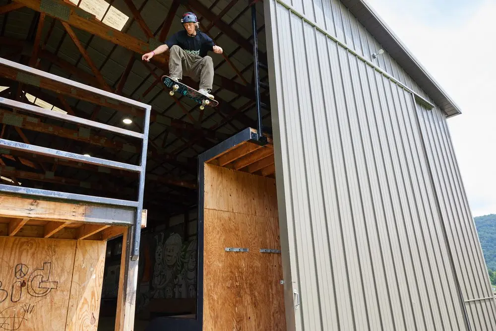 Big skate gap ramp to ramp at The School