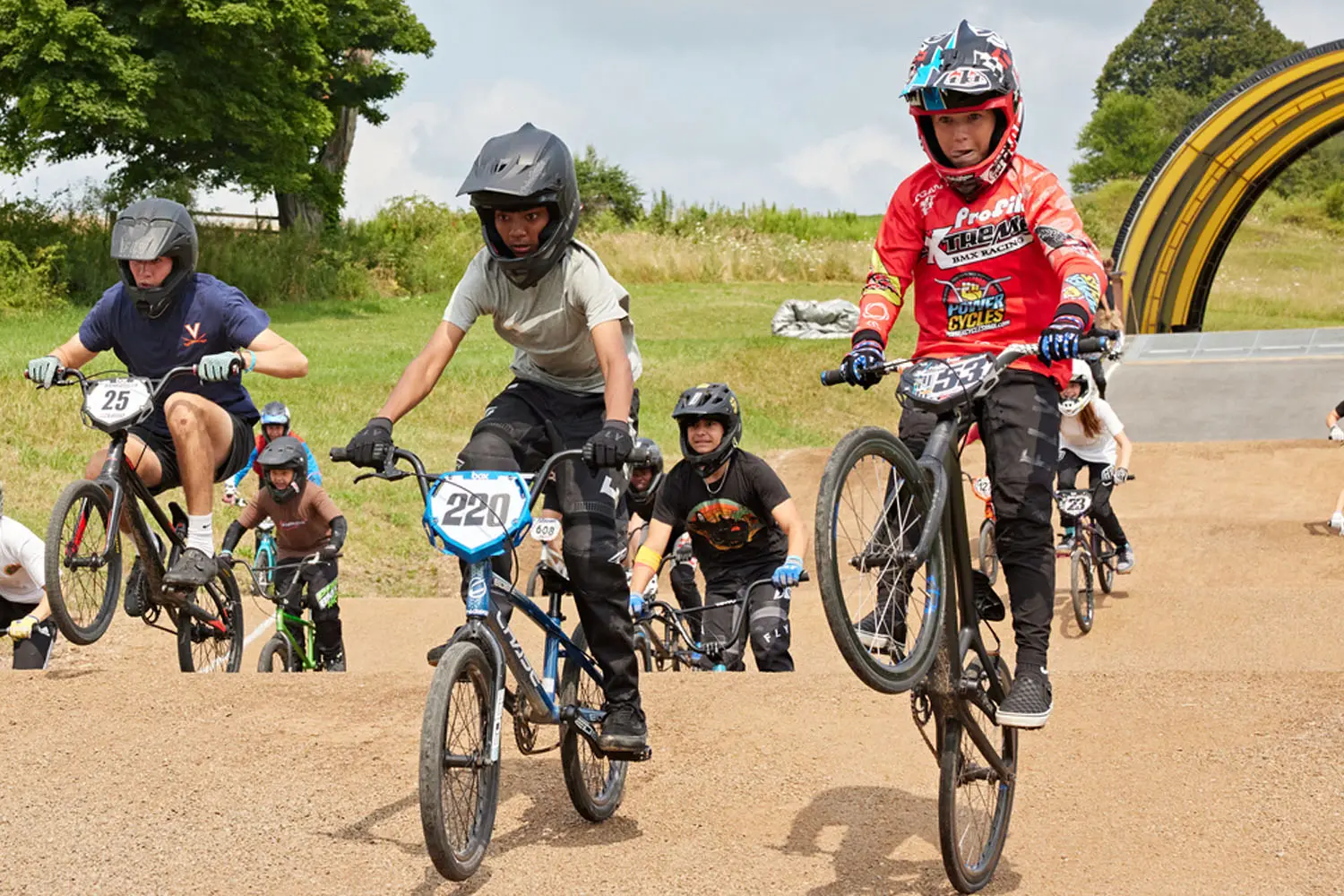 BMX Camper race through the track