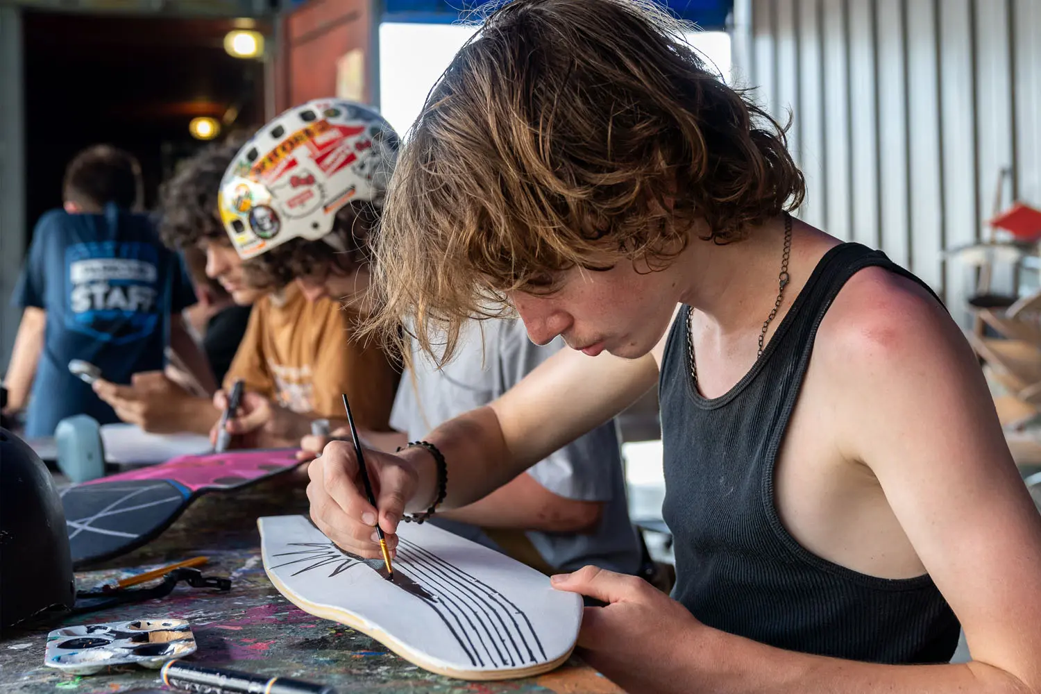 Painting skateboards